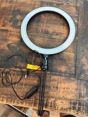 LED Selfie Ring Light with Tripod Stand - White/Black